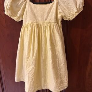 Janie and Jack Pale Yellow Puff-Sleeve Dress